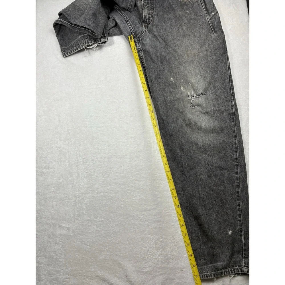 Vintage 90s GUESS USA Triangle Logo Pocket Jeans Mens 34x34 Dark Wash Y2K Denim